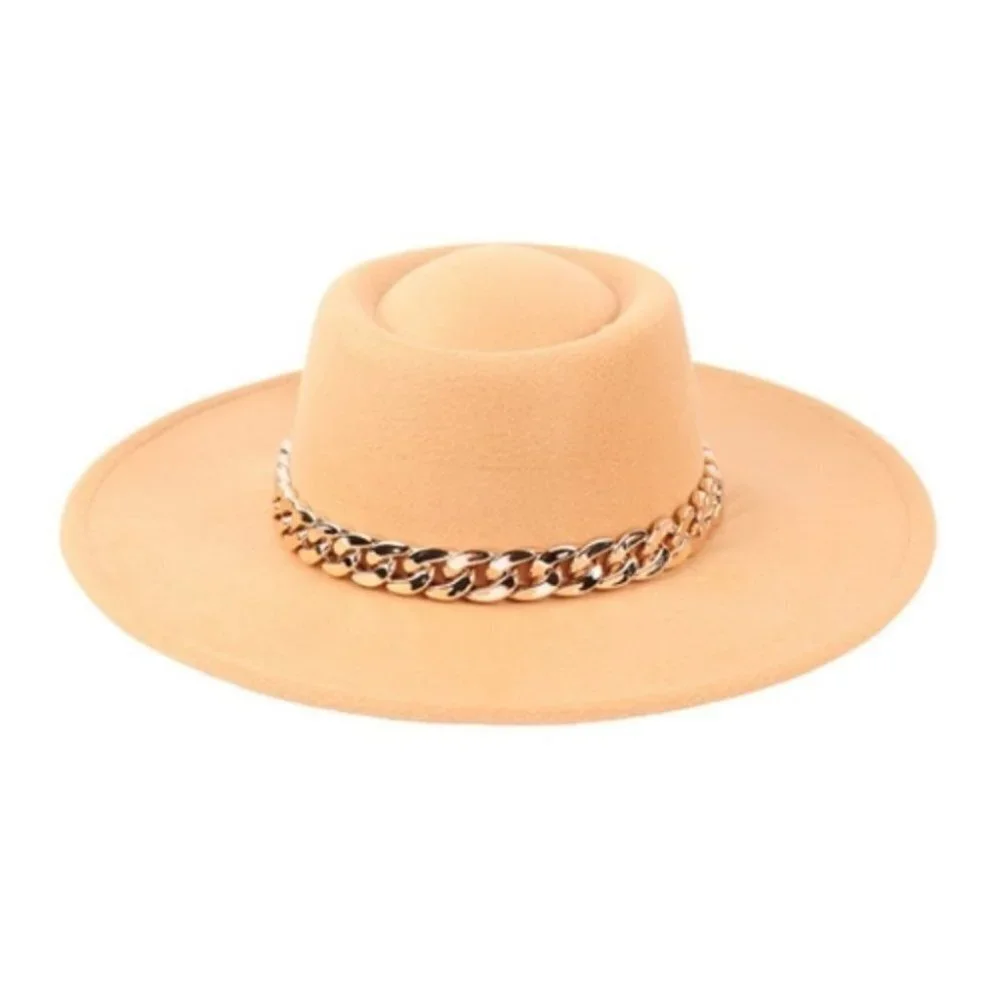 Chain Detailed Fall Winter Hat - Camel